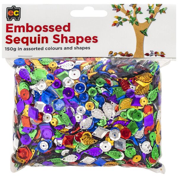 Sequins EC Embossed Shapes Asst Colours 150gm